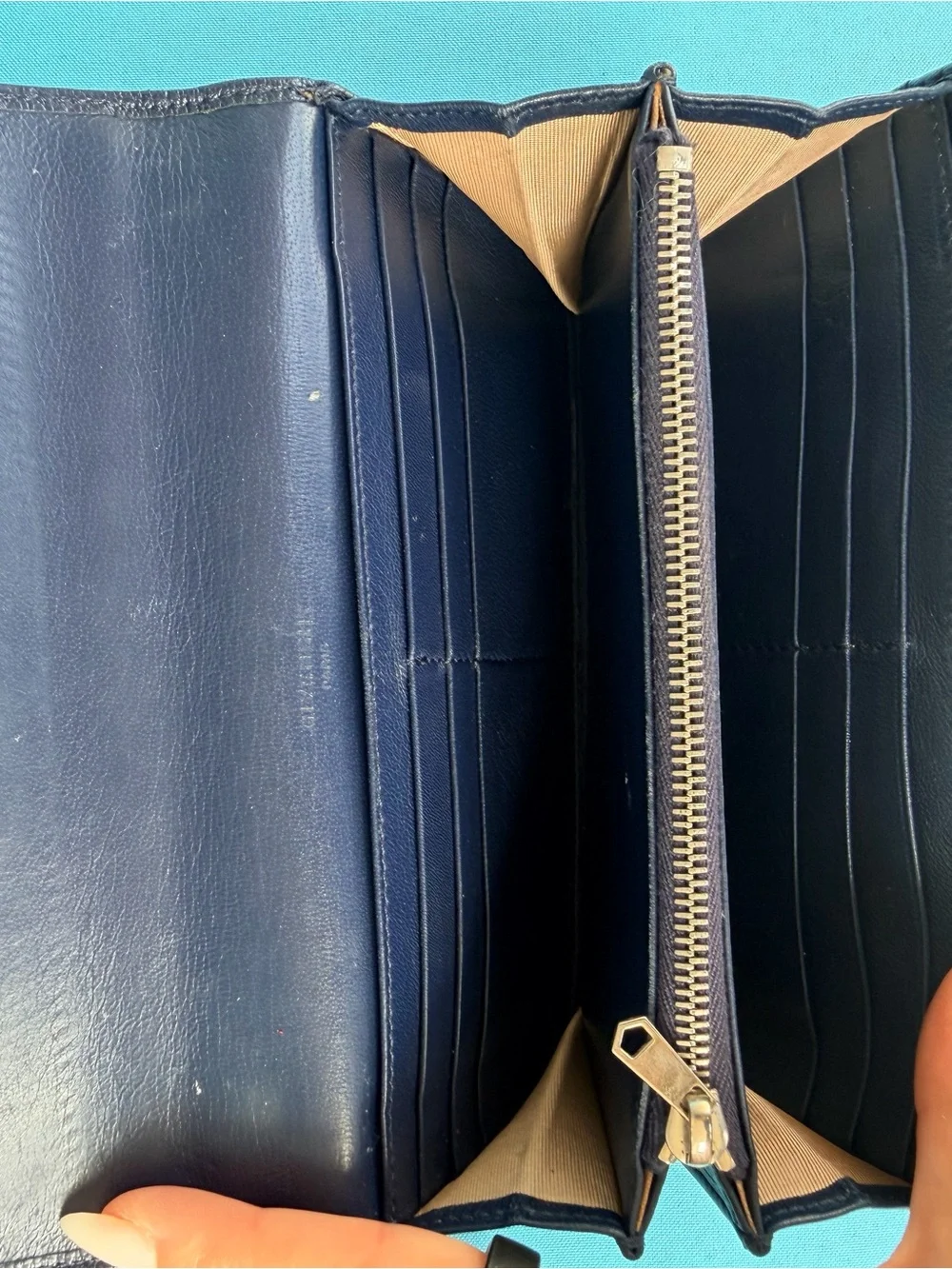 Givenchy Navy Leather wallet with Gold Logo.  AUTHENTIC